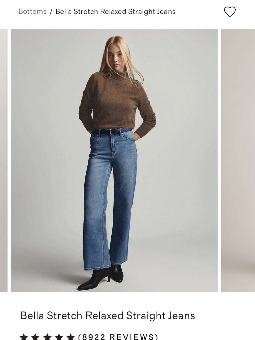 Quince Relaxed Straight-Leg Jeans in Mid Blue